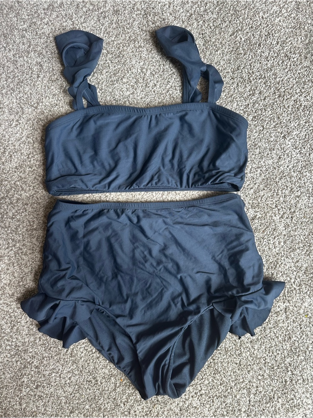 LC Lauren Conrad Navy Ruffle High-Waist Bikini Set Size Small
